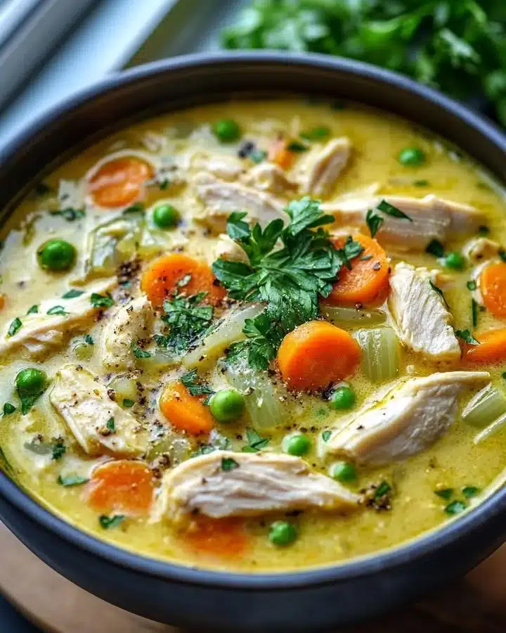 Delicious Chicken & Coconut Soup in a comforting bowl