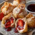 Deep Fried Strawberry Cheesecake Stuffed Wonton Bi