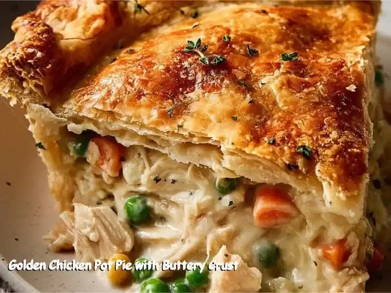 Golden Chicken Pot Pie with Buttery Crust, delicious home-cooked comfort food