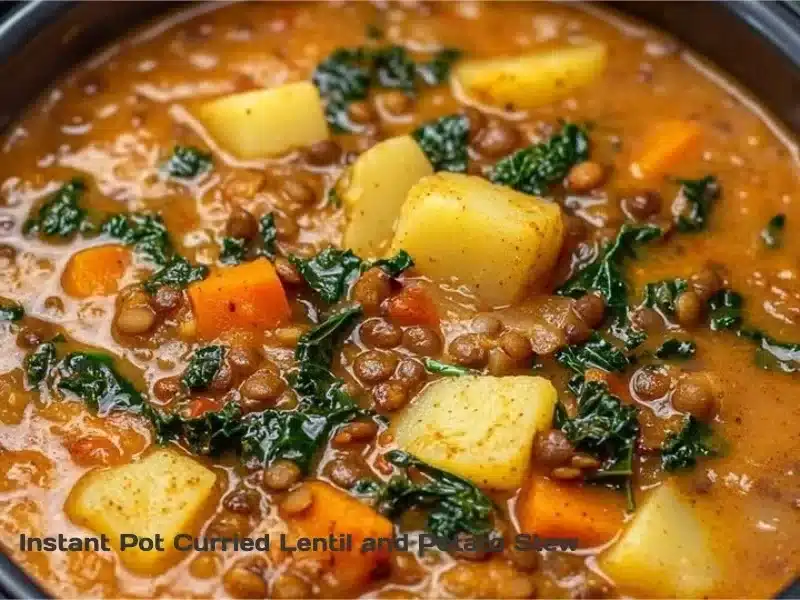 Instant Pot Curried Lentil and Potato Stew 1 Delicious Instant Pot Curried Lentil and Potato Stew served in a bowl