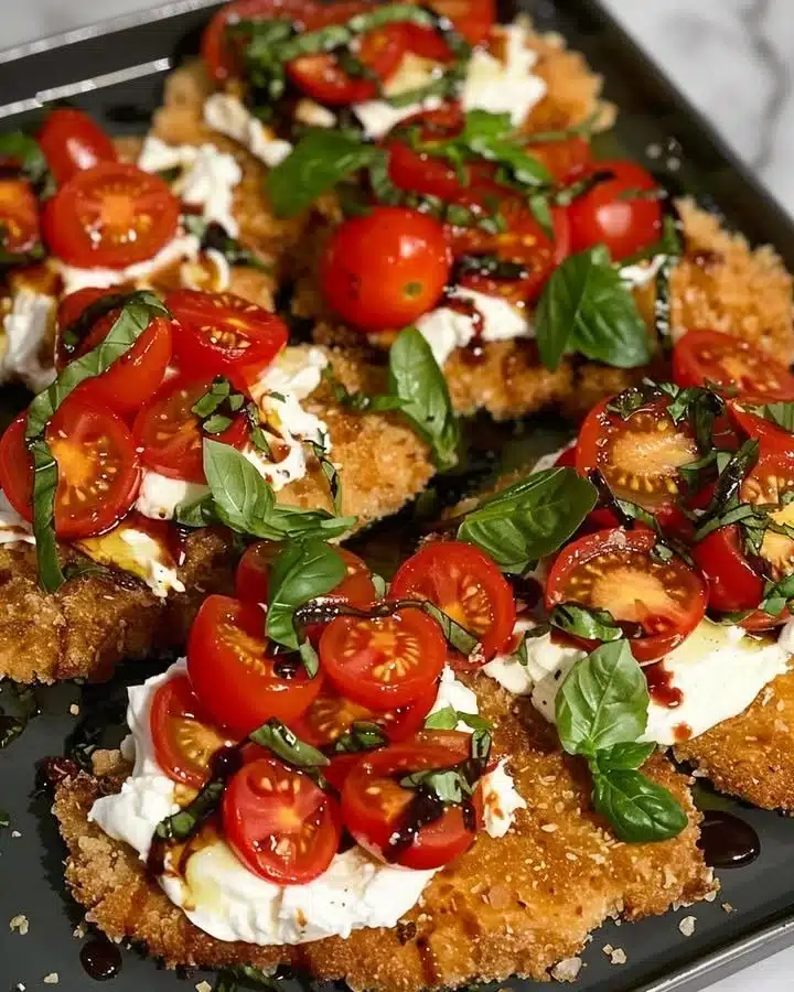 Italian Basil Chicken Cutlets 1 Italian Basil Chicken Cutlets served on a plate with fresh basil garnish