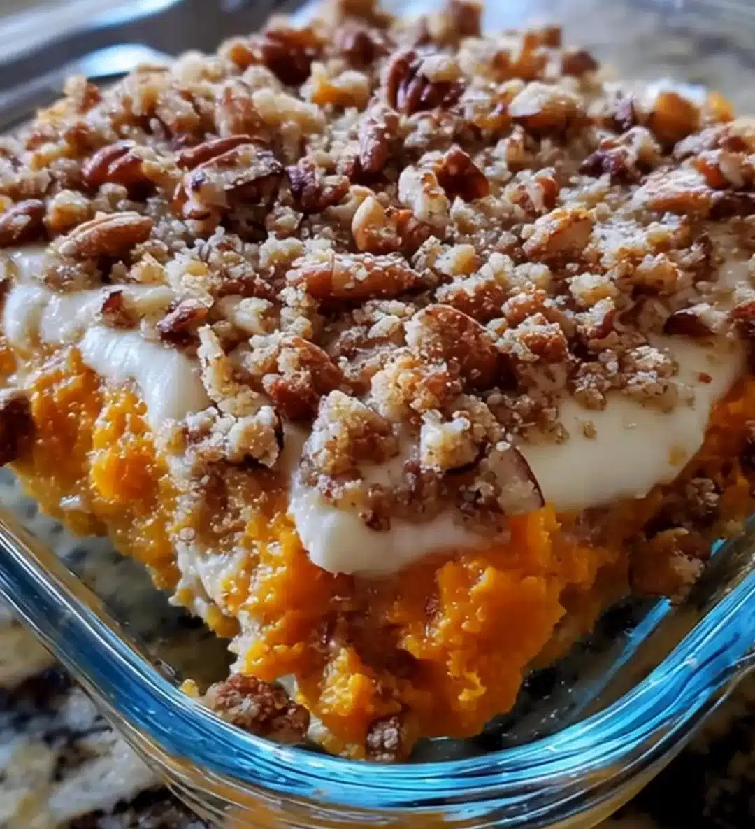 Southern Sweet Potato Casserole 1 Delicious Southern sweet potato casserole topped with marshmallows and pecans.