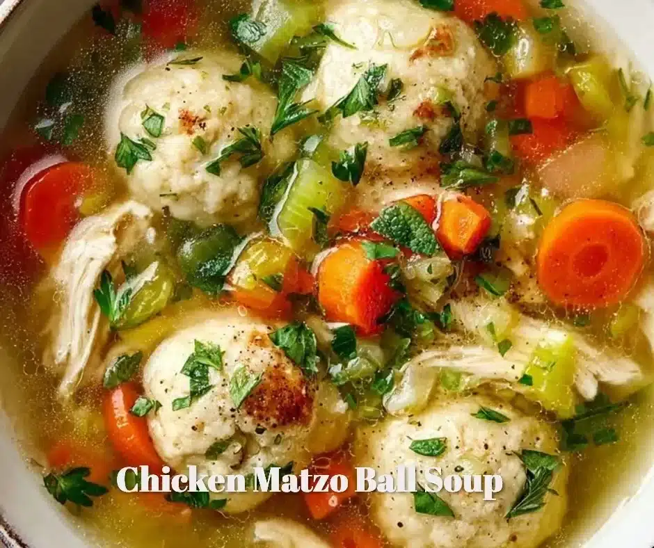 Chicken Matzo Ball Soup 1 Bowl of Chicken Matzo Ball Soup with golden broth and fluffy matzo balls