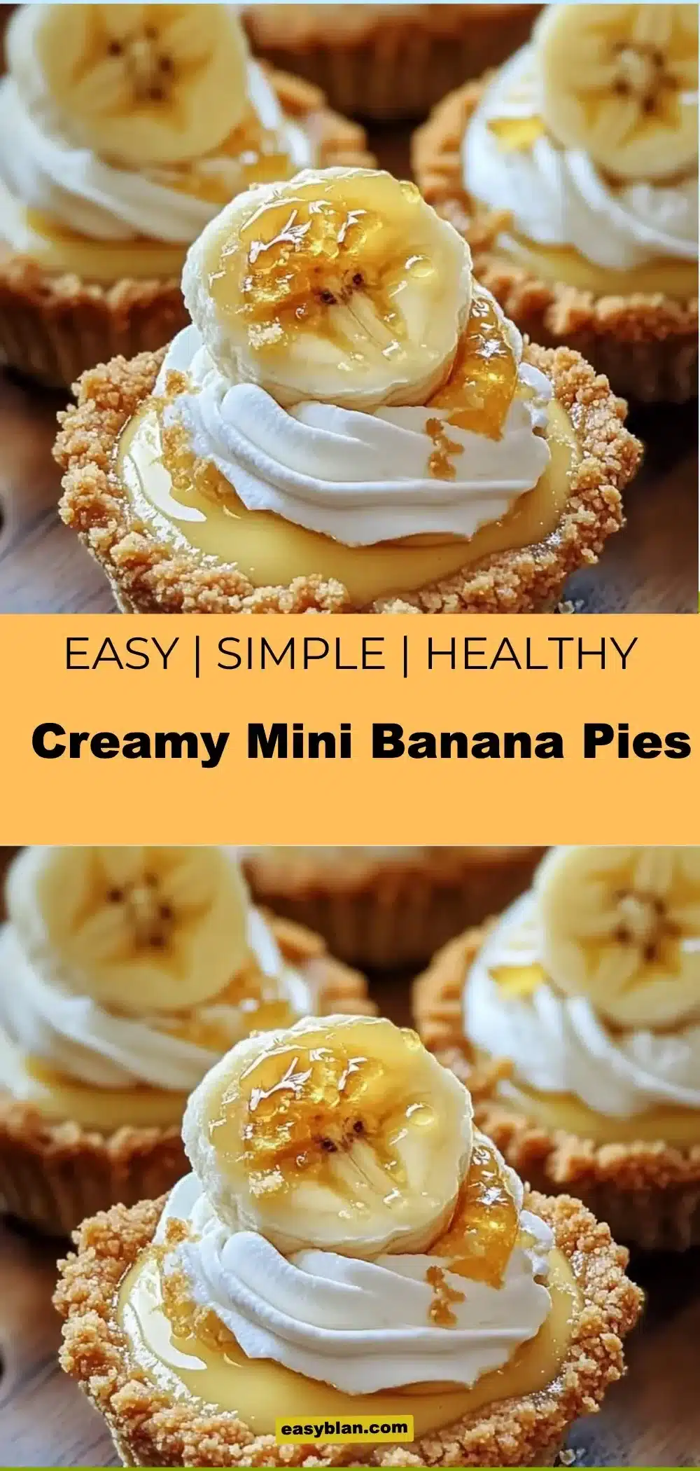 Creamy Mini Banana Pies 1 Creamy mini banana pies with a buttery crust and luscious banana filling