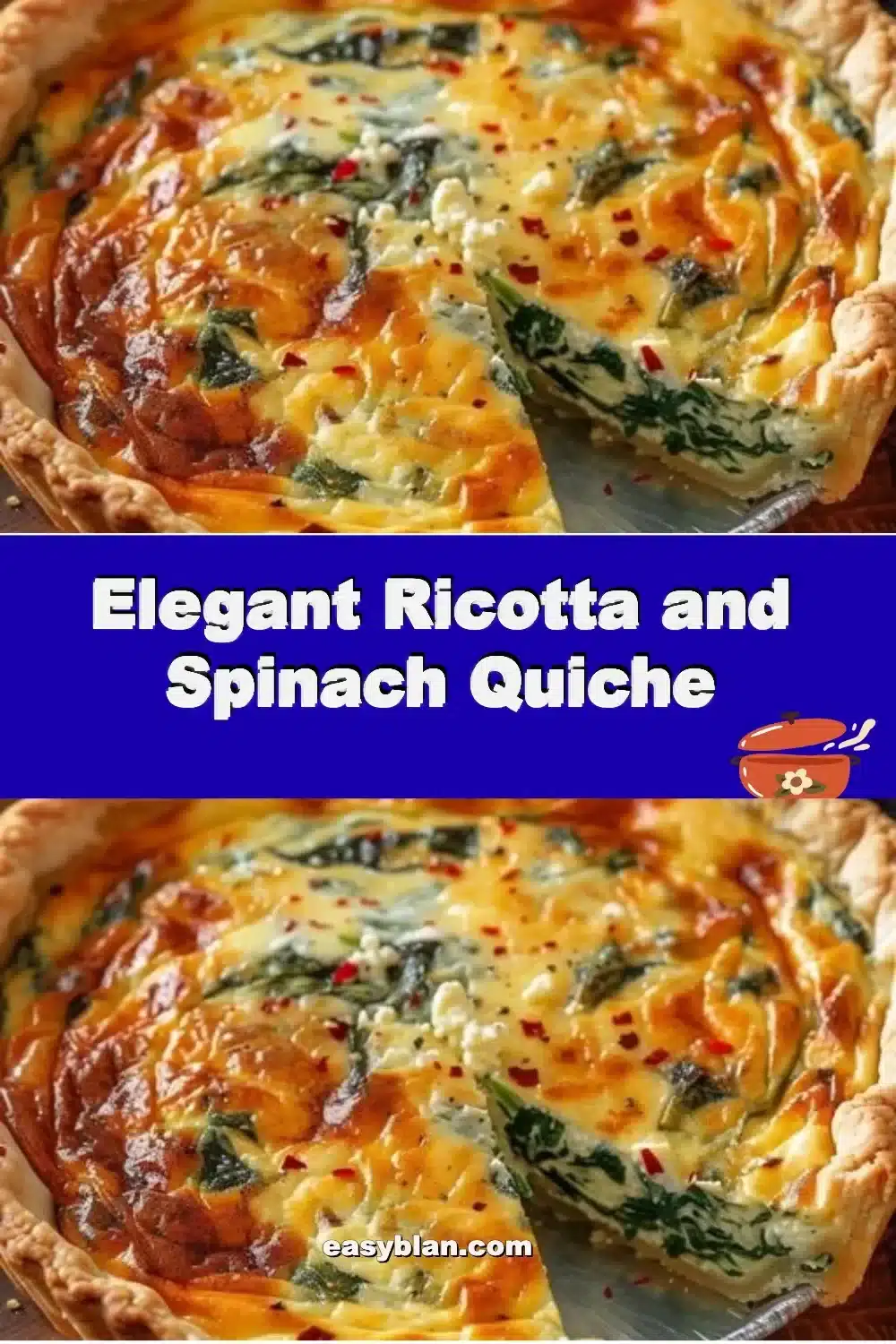 Elegant Ricotta and Spinach Quiche 1 Elegant Ricotta and Spinach Quiche served on a white plate with fresh herbs