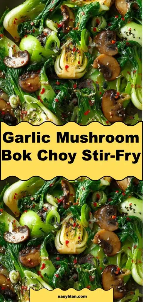 Garlic Mushroom Bok Choy Stir-Fry with colorful vegetables in a skillet.