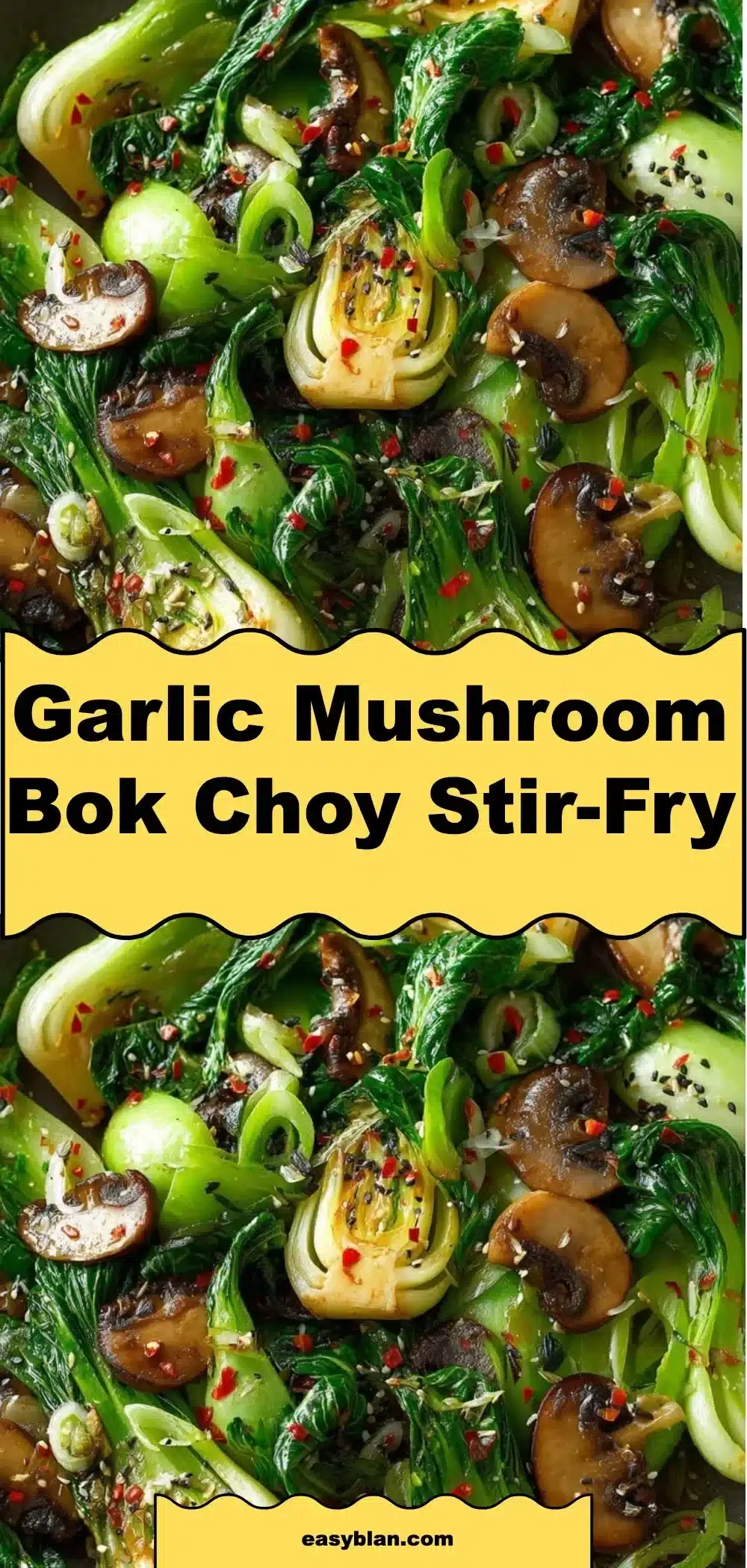 Garlic Mushroom Bok Choy Stir-Fry 1 Garlic Mushroom Bok Choy Stir-Fry with colorful vegetables in a skillet.