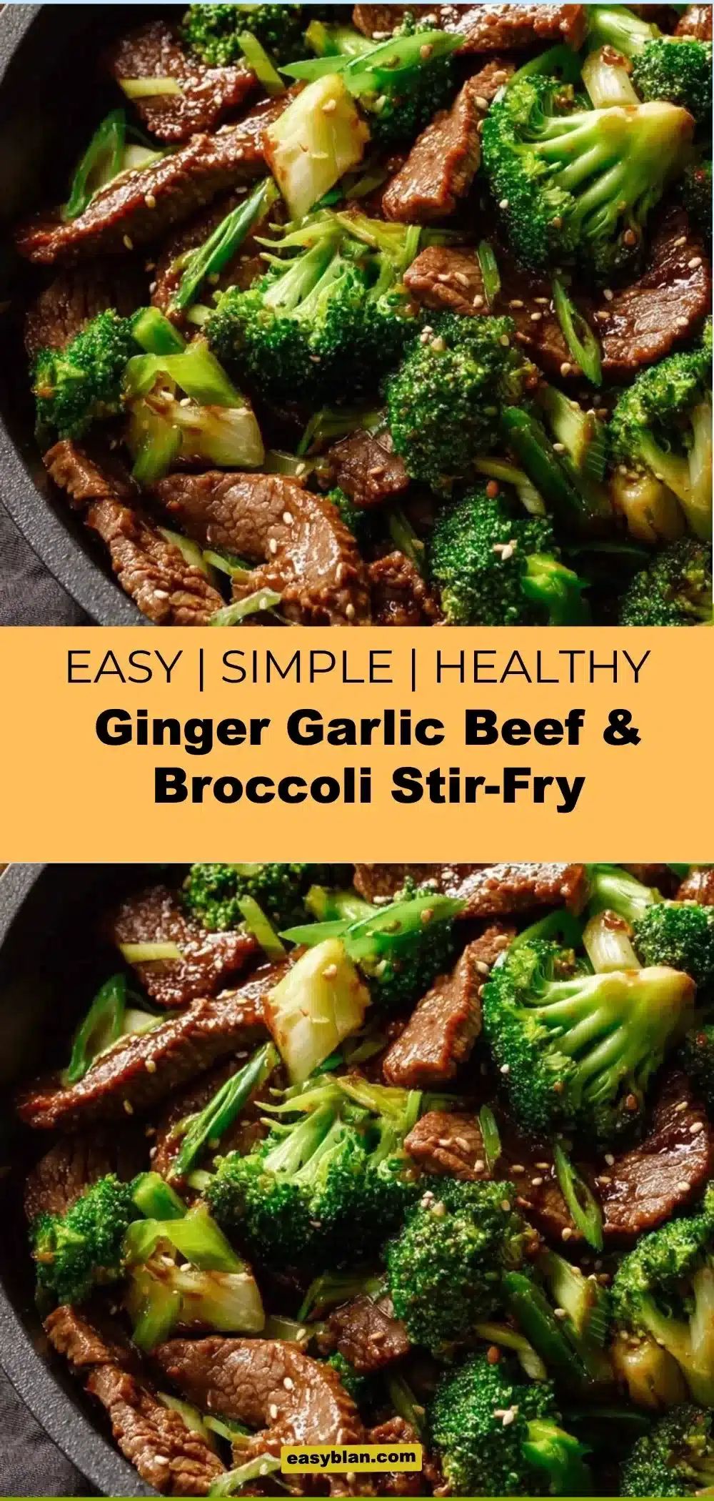 Ginger Garlic Beef & Broccoli Stir-Fry 1 Ginger Garlic Beef & Broccoli Stir-Fry with tender beef slices and fresh broccoli.