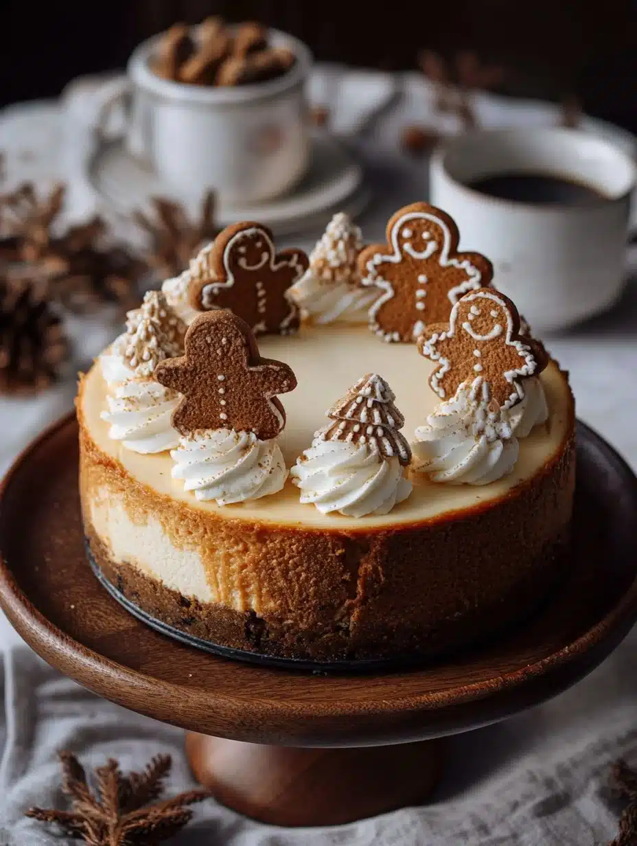Gingerbread Cheesecake 1 Slice of Gingerbread Cheesecake topped with whipped cream and festive spices