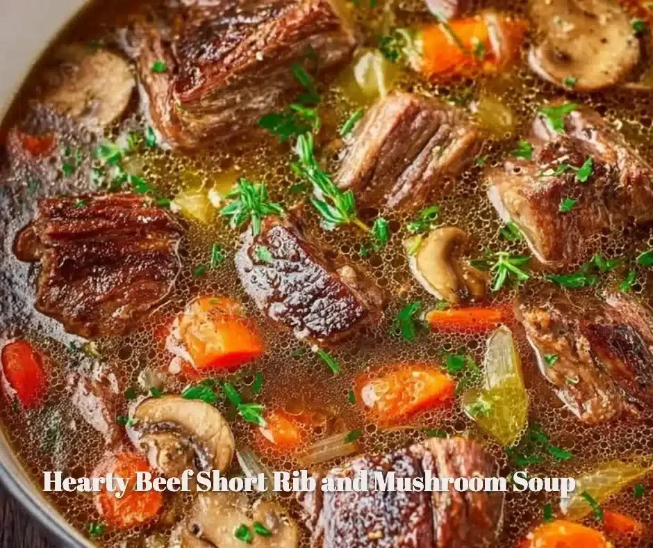Hearty Beef Short Rib and Mushroom Soup 1 Bowl of hearty beef short rib and mushroom soup