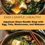 Japanese Glass Noodle Soup with Egg, Tofu, Mushrooms, and Wakame 2 Japanese Glass Noodle Soup With Egg Tofu Mushroo