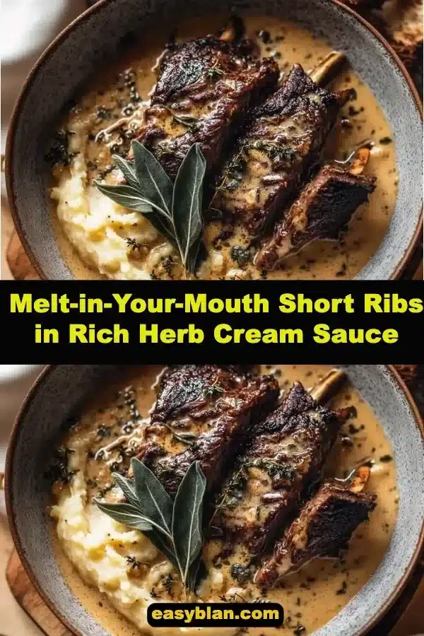 Melt-in-your-mouth short ribs in a rich herb cream sauce