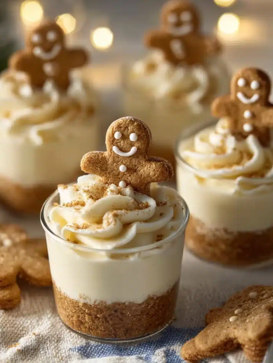 No-Bake Gingerbread Cheesecake Cups 1 Delicious no-bake gingerbread cheesecake cups topped with festive decorations