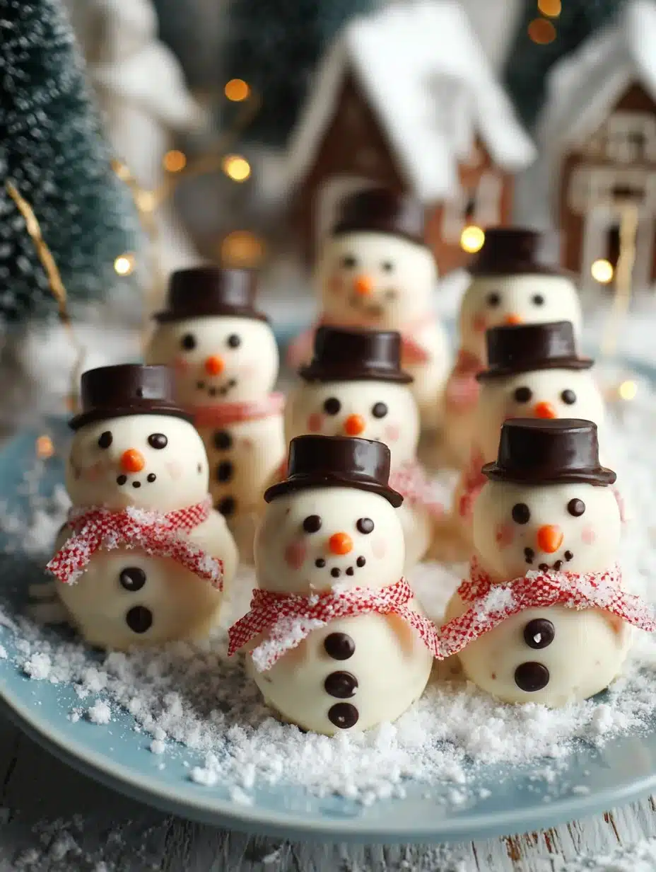 No-Bake Snowman Truffles 1 Delicious no-bake snowman truffles decorated for the holidays