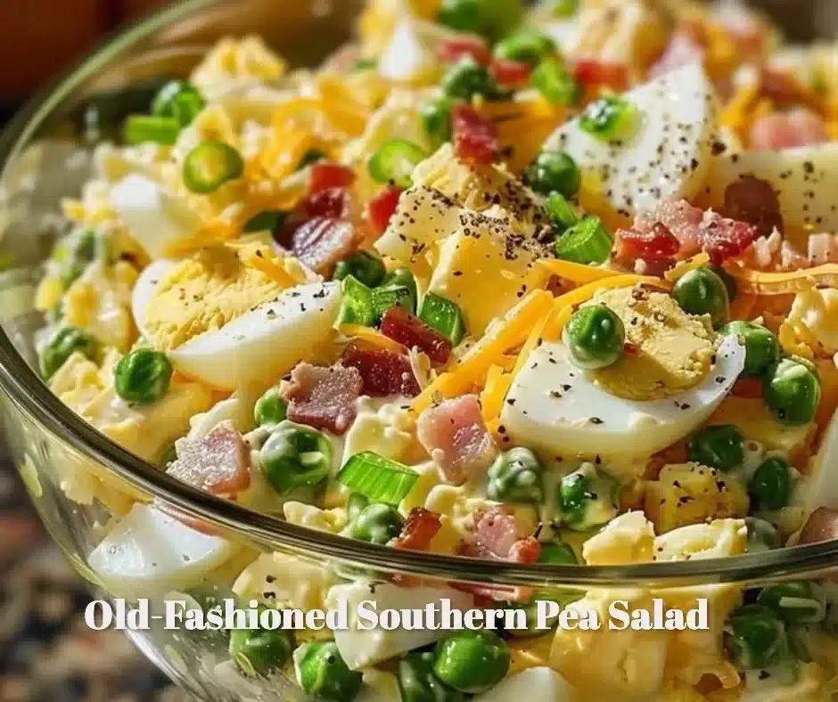Old-Fashioned Southern Pea Salad 1 Old-Fashioned Southern Pea Salad with fresh ingredients in a bowl
