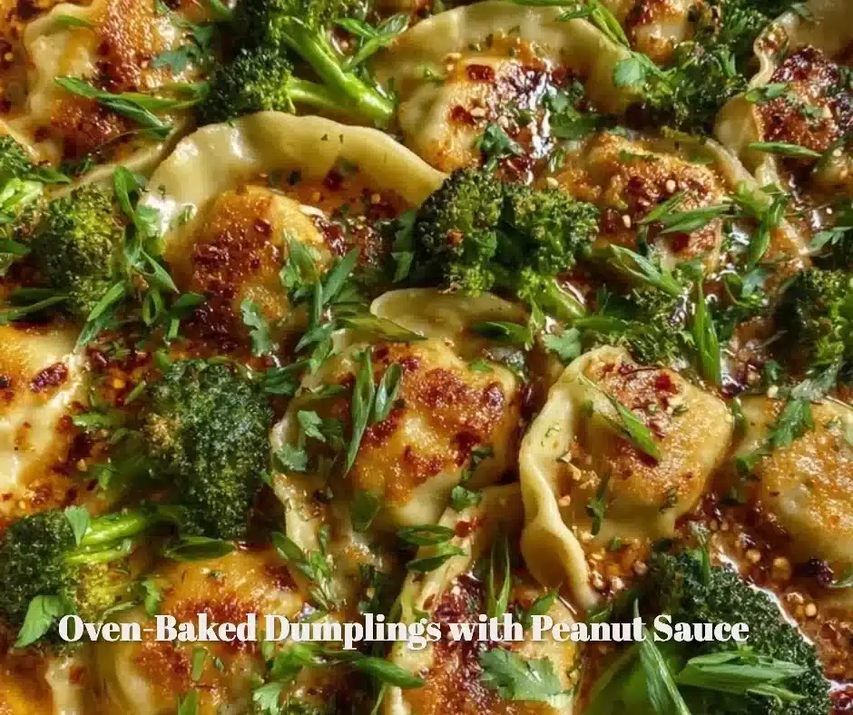 Oven-Baked Dumplings with Peanut Sauce 1 Delicious oven-baked dumplings served with flavorful peanut sauce