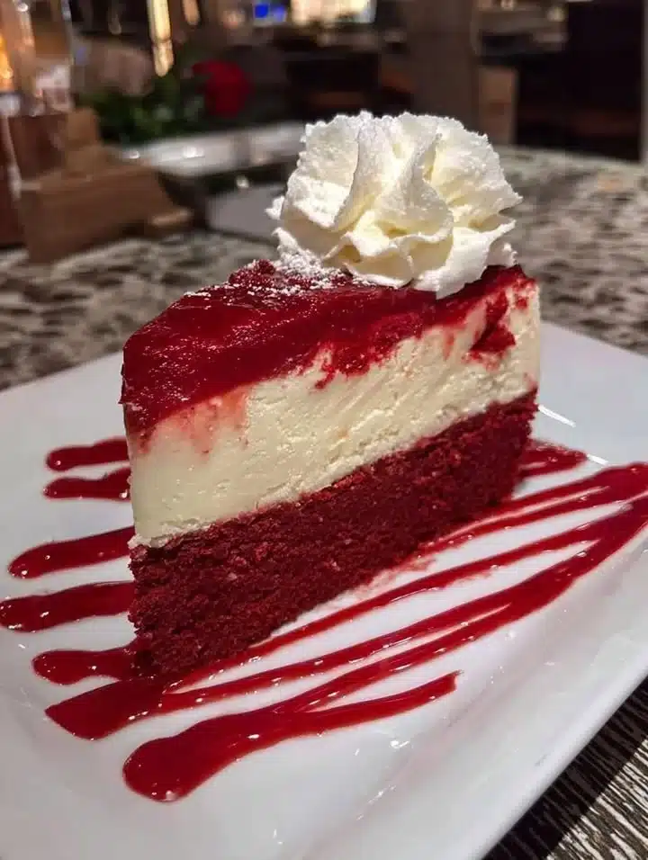 Red Velvet Cheesecake 1 Delicious Red Velvet Cheesecake with a creamy texture and vibrant red color