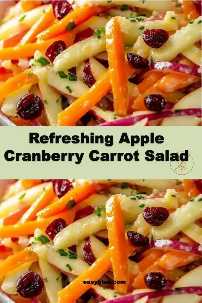 Colorful Apple Cranberry Carrot Salad in a bowl with fresh ingredients.
