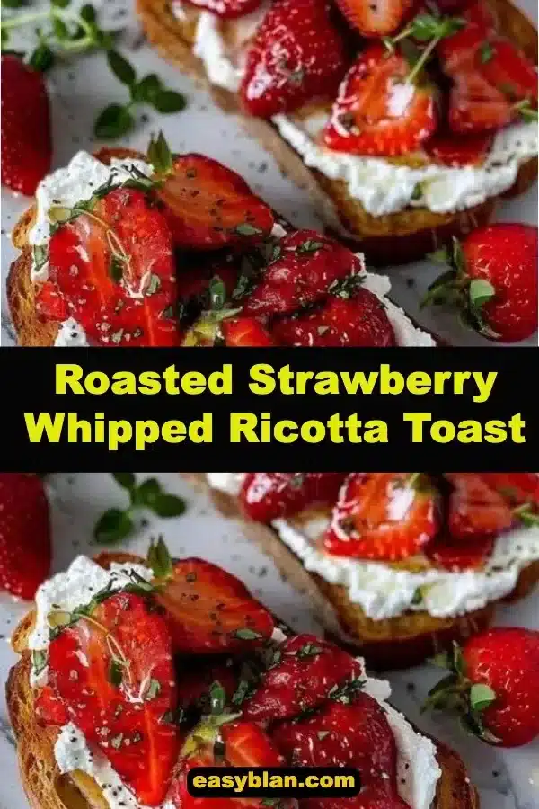 Roasted Strawberry Whipped Ricotta Toast 1 Roasted strawberry whipped ricotta toast topped with fresh berries and mint