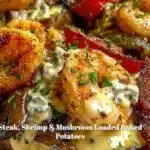 Steak, Shrimp & Mushroom Loaded Baked Potatoes 2 steak shrimp mushroom loaded baked potatoes 2025 11 02 123009 150x150 1
