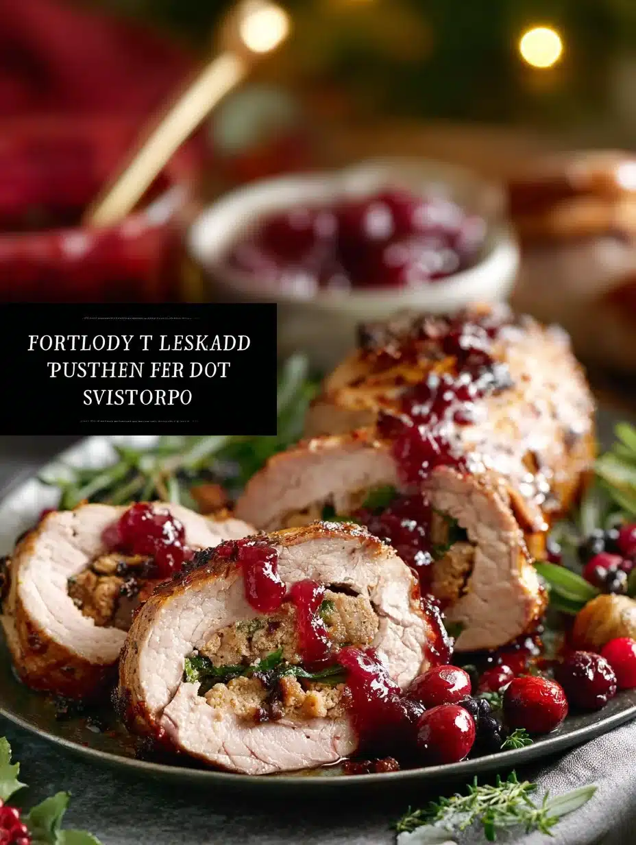 Tasty Christmas Stuffed Pork Tenderloin 1 Tasty Christmas Stuffed Pork Tenderloin ready for serving on a festive table.