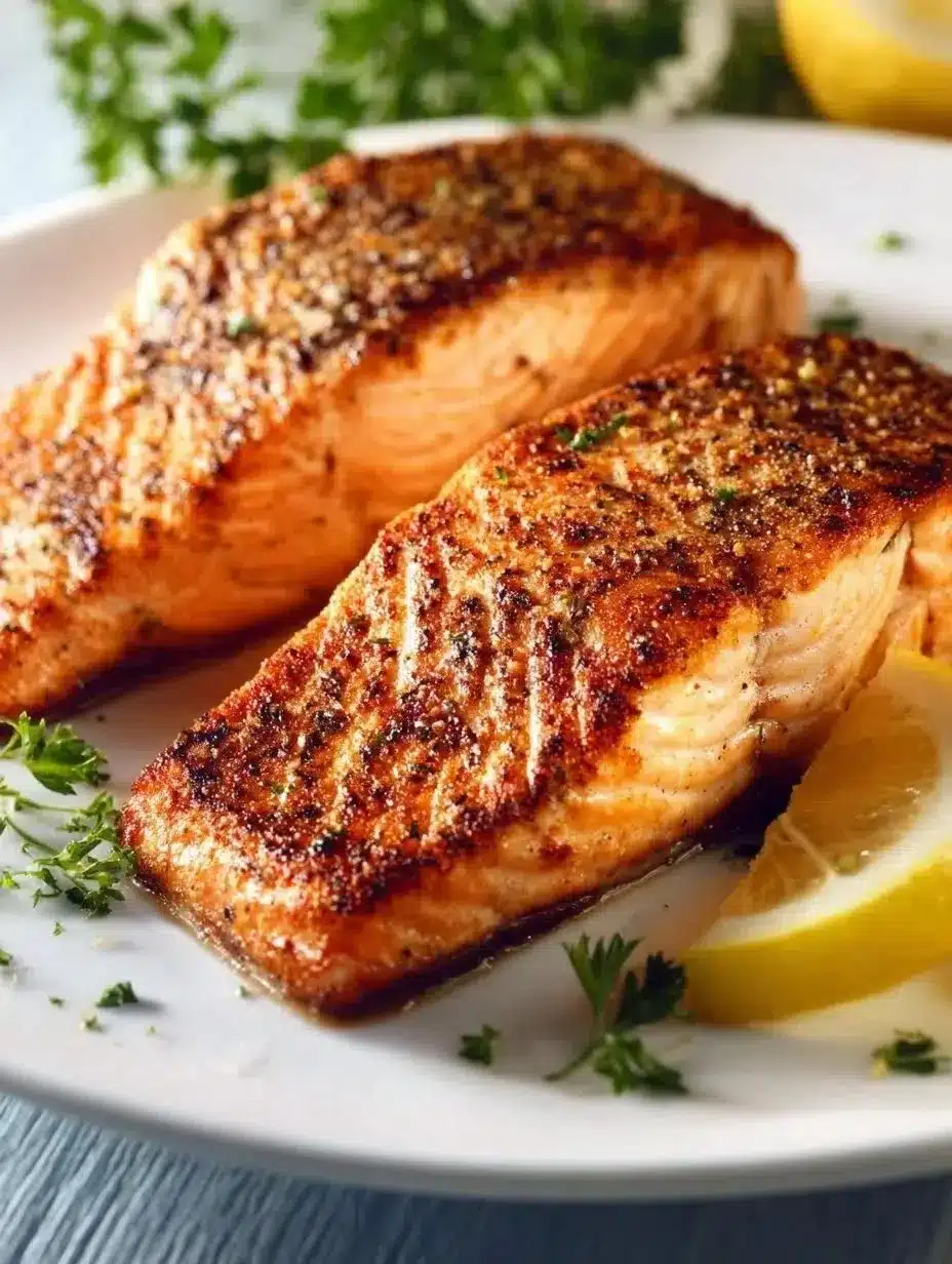 Air Fryer Salmon 1 Delicious air fryer salmon cooked to perfection with a crispy exterior.