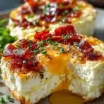 Deliciously baked cottage cheese eggs served on a plate