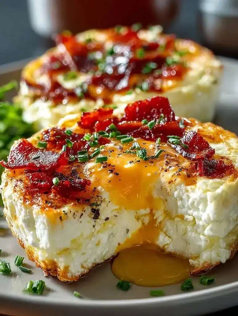 Deliciously baked cottage cheese eggs served on a plate