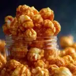 Delicious caramel puff corn snack with crunchy texture and sweet flavor