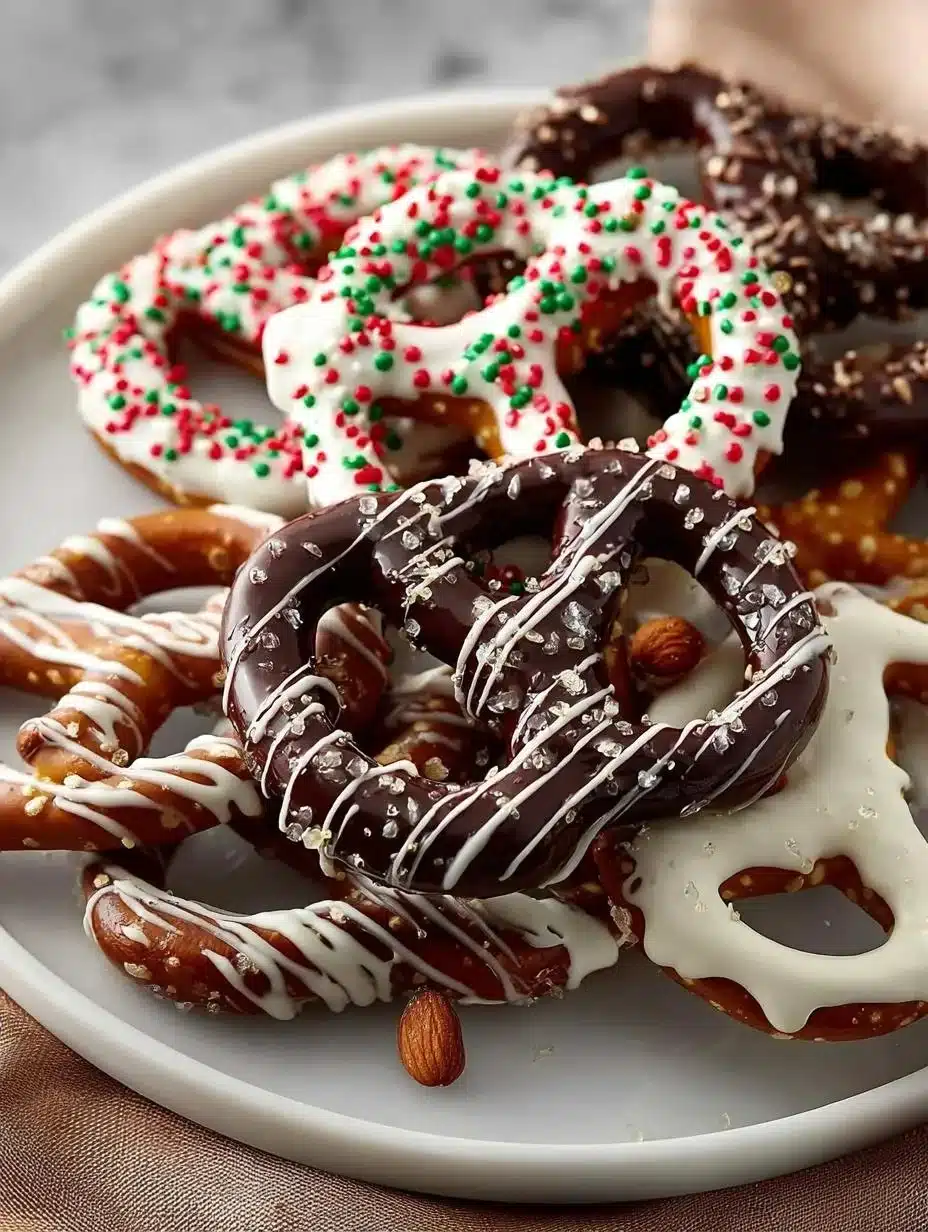Chocolate covered pretzels dipped in rich chocolate for a sweet and salty snack