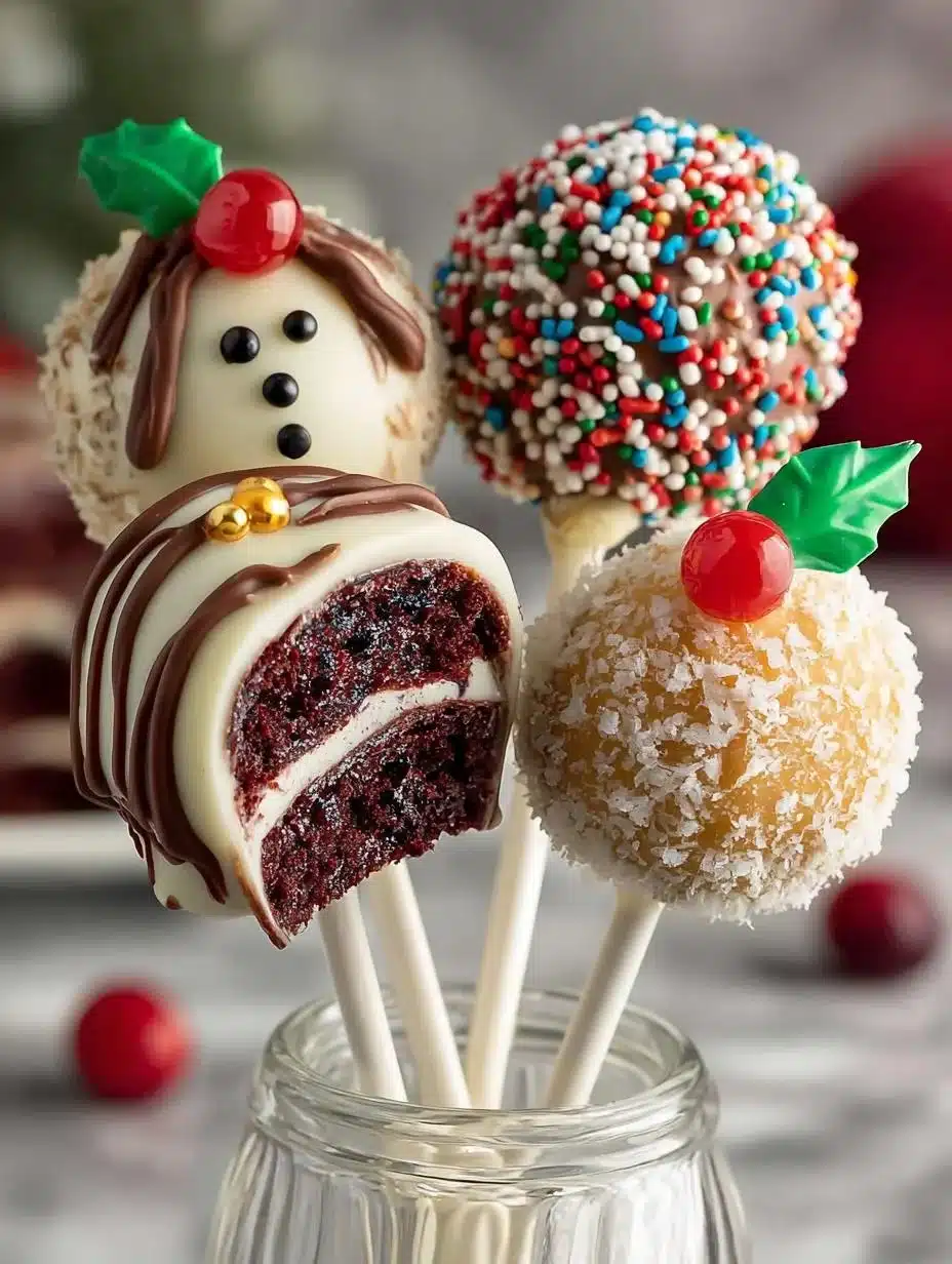 Christmas Cake Pops 1 Colorful Christmas Cake Pops decorated for the holiday season