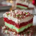 Delicious Christmas lasagna dessert served in a festive dish