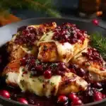 Cranberry Brie Stuffed Chicken served with a side of vegetables