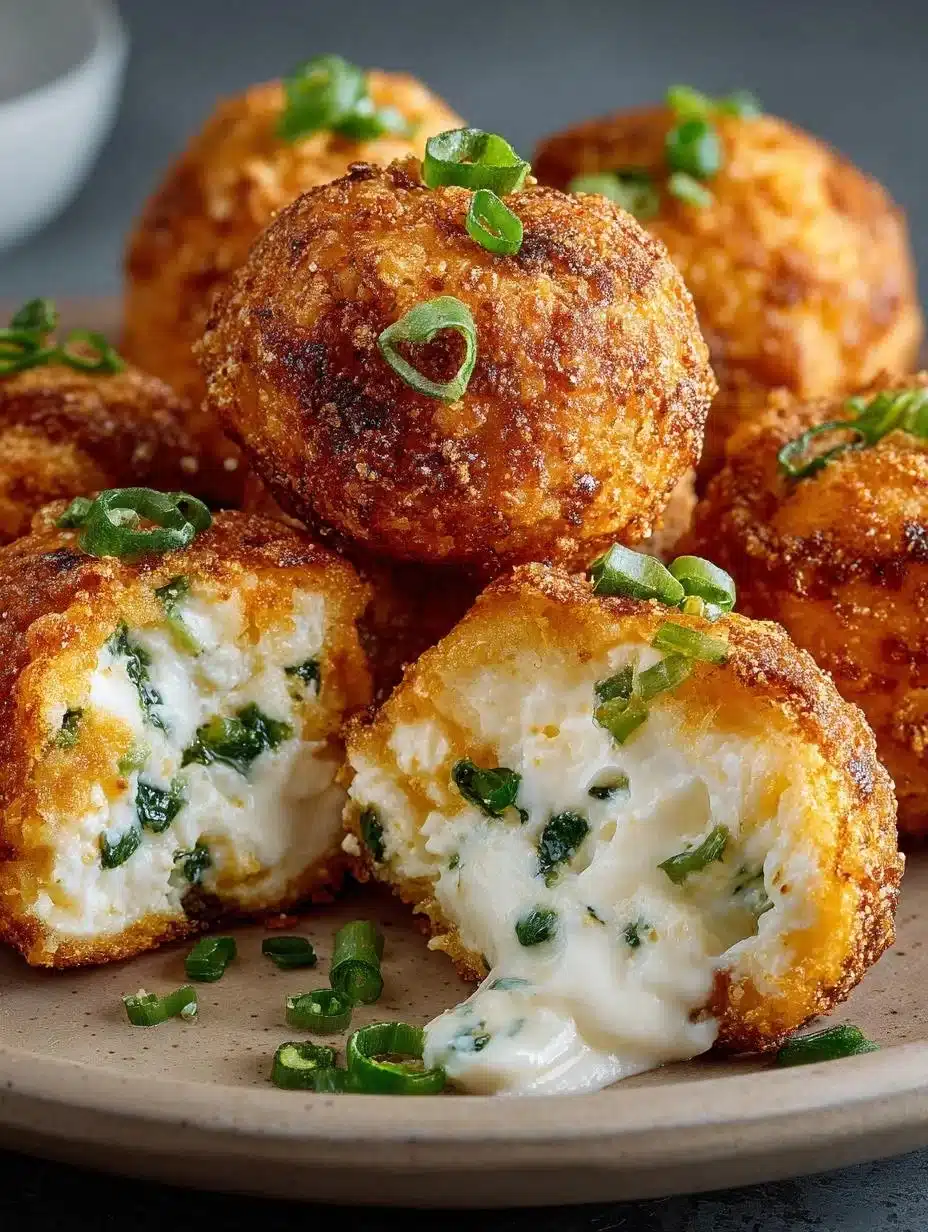 Golden brown cream cheese poppers on a serving platter