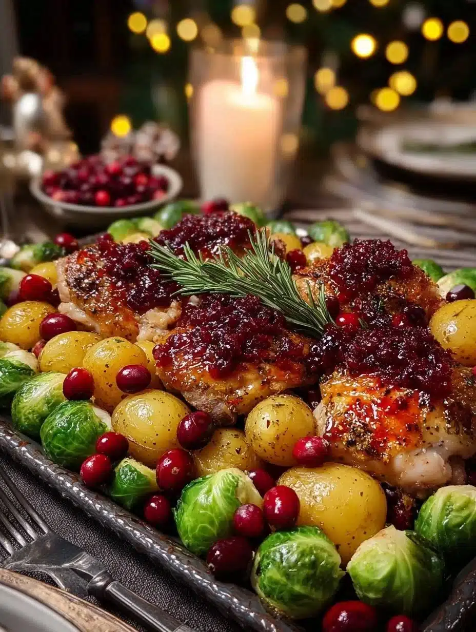 Easy Christmas Sheet Pan Dinner 1 A festive Christmas sheet pan dinner with turkey, vegetables, and holiday seasonings.