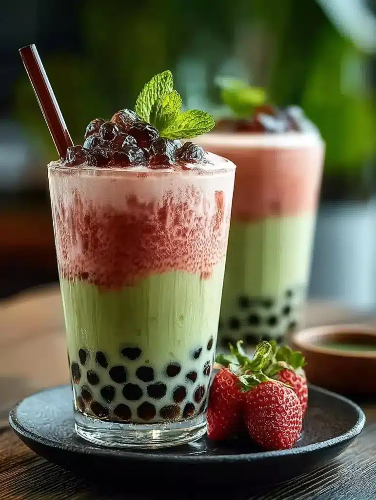 A refreshing cup of Healthy Boba Tea with vibrant toppings and healthy ingredients.