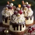 Mini Christmas Tree Cheesecake Bites decorated for the holiday season