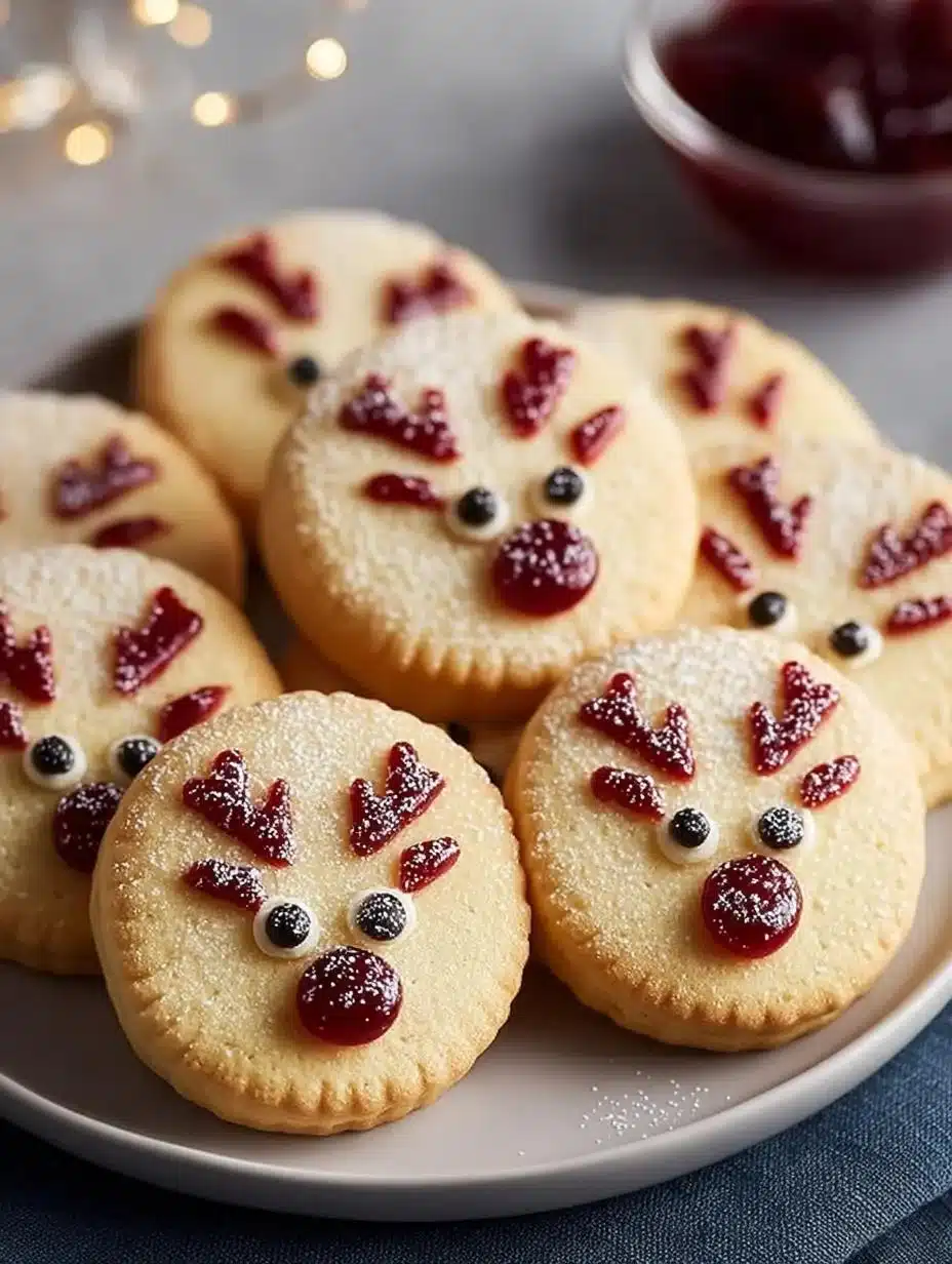 Reindeer Cookies with Jam 1 Festive Reindeer Cookies with Jam, perfect for holiday celebrations