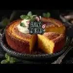 Golden brown Southern cornbread served on a rustic wooden table