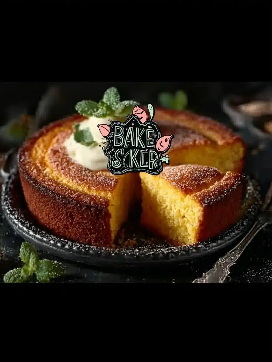Golden brown Southern cornbread served on a rustic wooden table