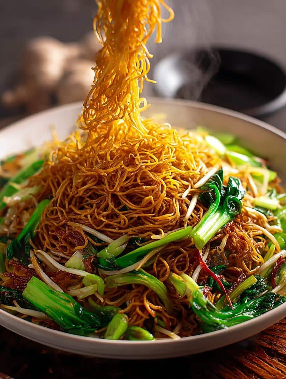 Delicious Cantonese Chow Mein with Beef & Veggies - Cantonese Chow Mein with - main visual representation
