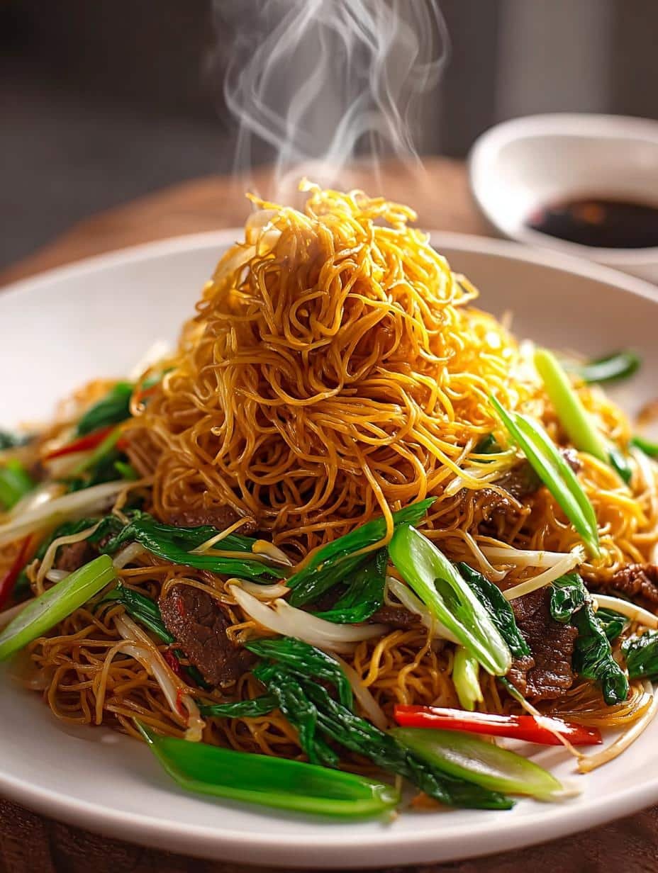 Delicious Cantonese Chow Mein with Beef & Veggies - Cantonese Chow Mein with - additional detail