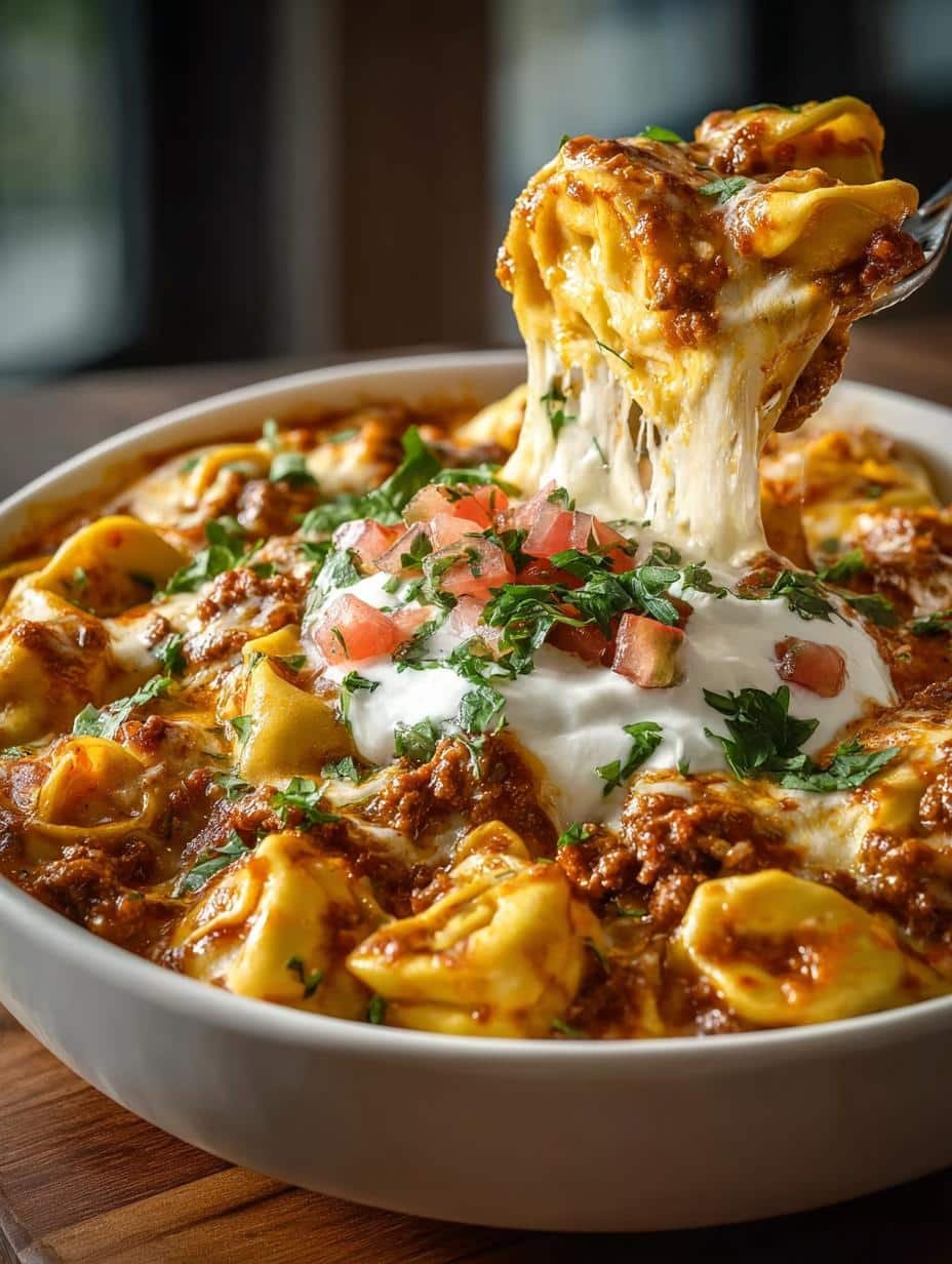 Cheesy Taco Tortellini Bake: 6 Irresistible Family Night Recipes - Cheesy Taco Tortellini Bake - additional detail
