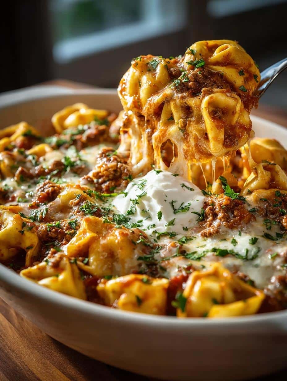 Cheesy Taco Tortellini Bake