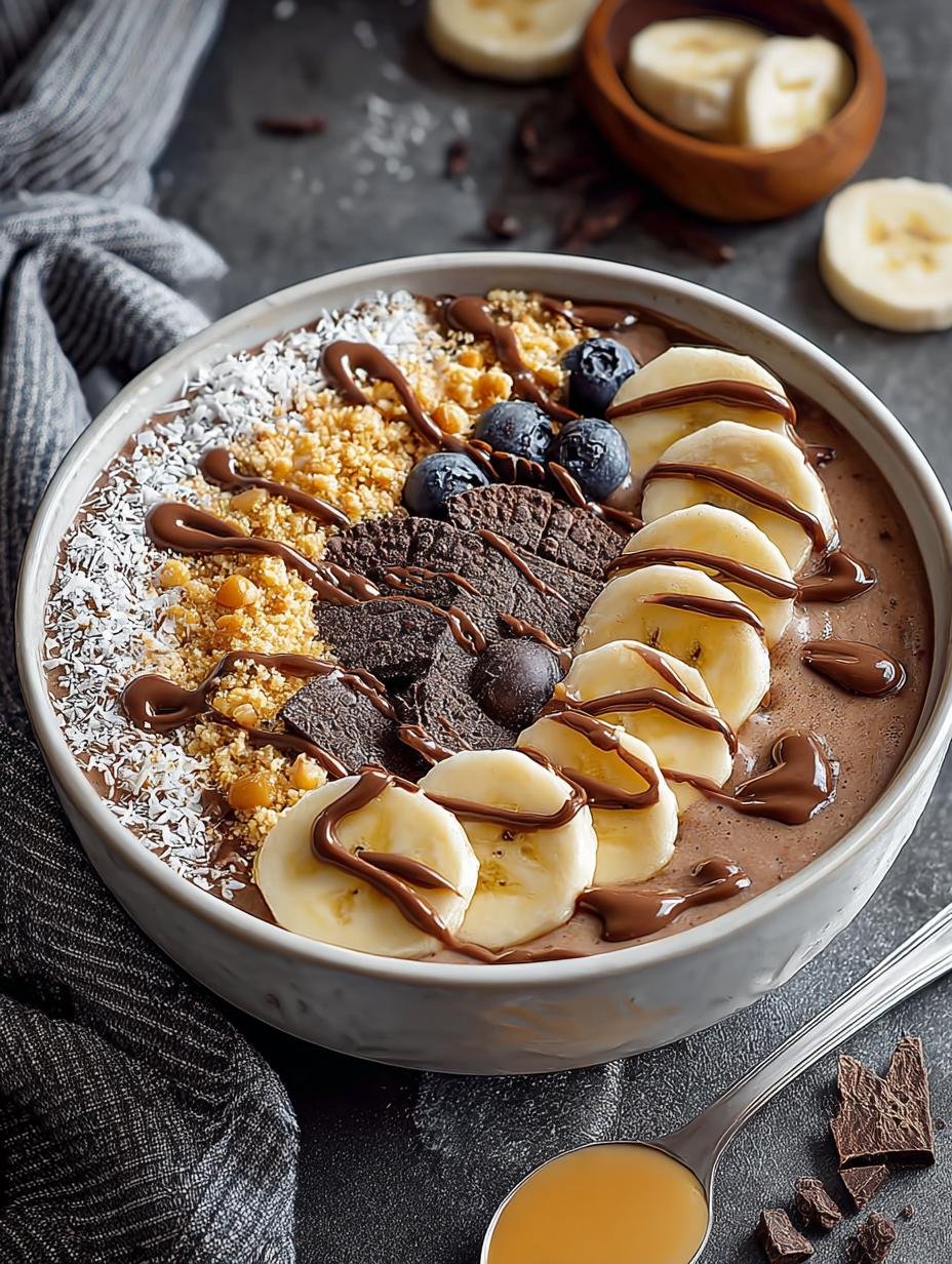 Chocolate Banana Smoothie Bowl: 5 Delicious Variations 3 Chocolate Banana Smoothie Bowl: 5 Delicious Variations - Chocolate Banana Smoothie Bowl - additional detail