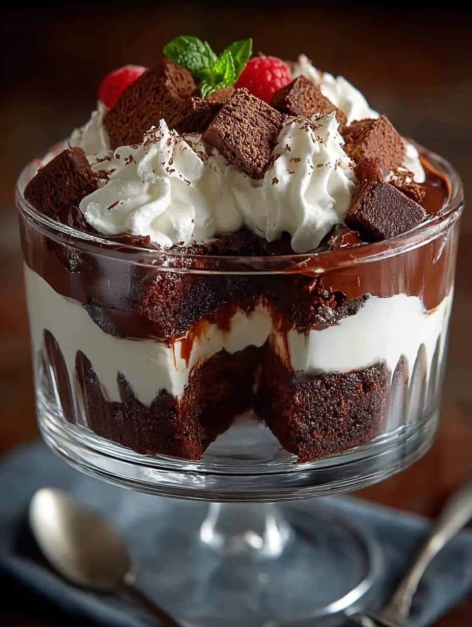 Chocolate Brownie Trifle with Whipped Cream Delight 3 Chocolate Brownie Trifle with Whipped Cream Delight - Chocolate Brownie Trifle with - additional detail