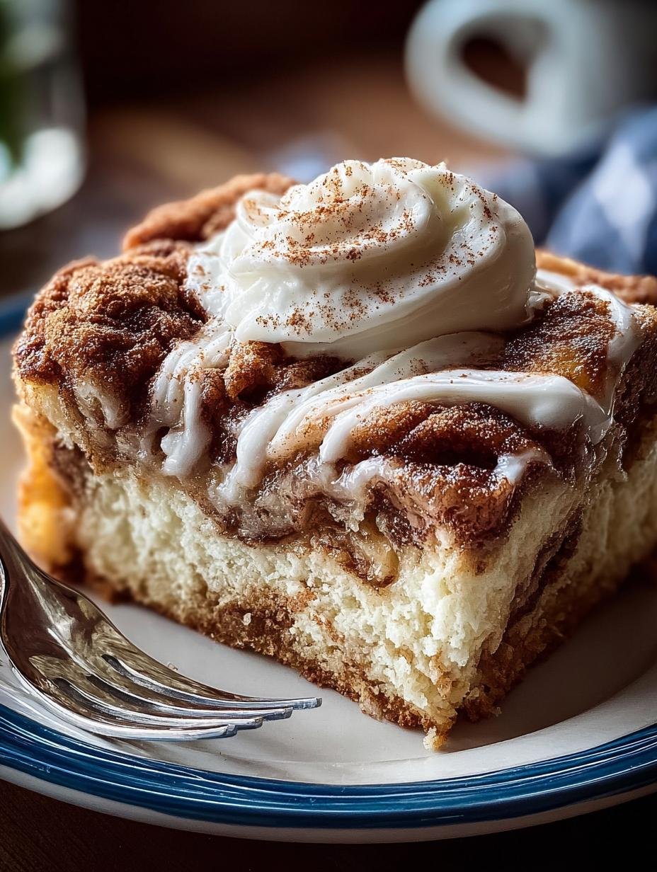 Decadent Cinnamon Roll Poke Cake with Cream Cheese Frosting - Cinnamon Roll Poke Cake - additional detail