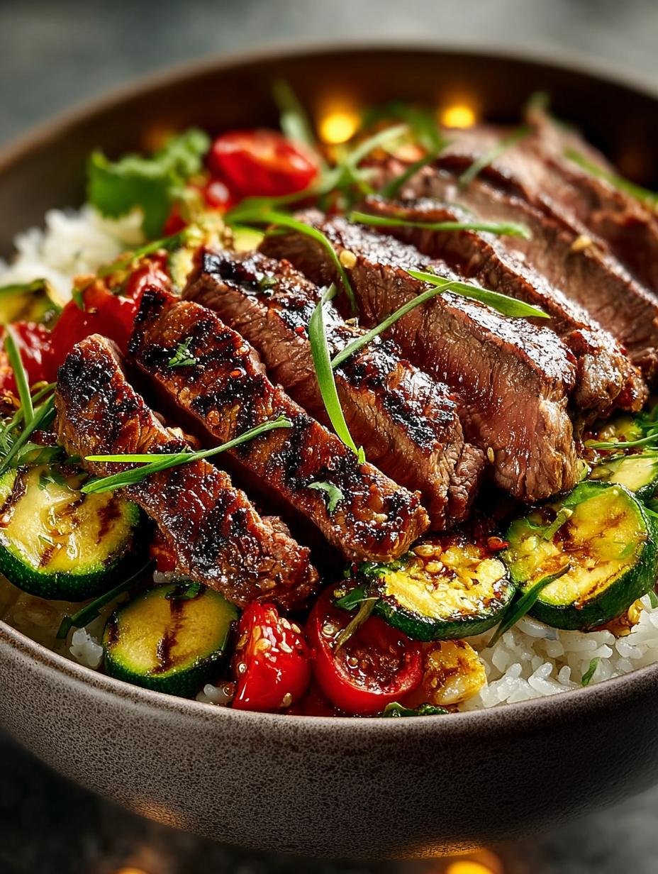 Delicious Grilled Steak Bowl with Zucchini Recipe - Grilled Steak Bowl - main visual representation