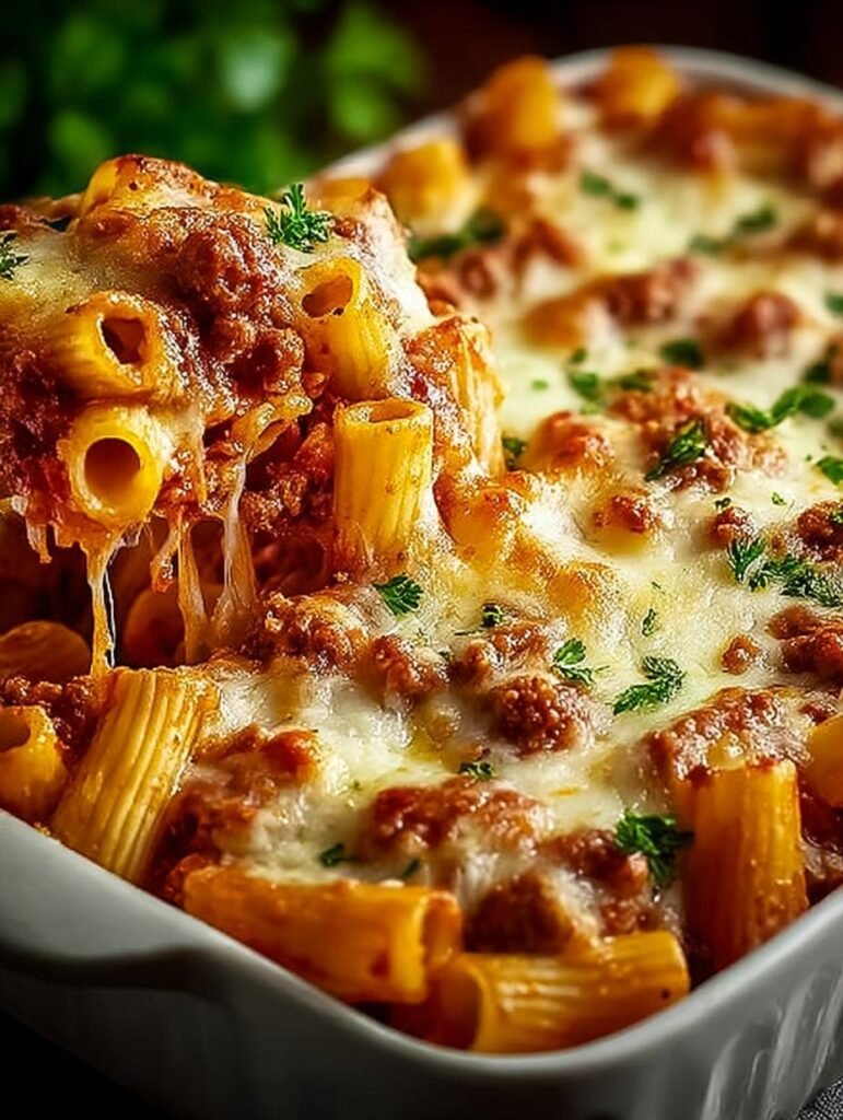 Indulgent Cheesy Baked Ziti