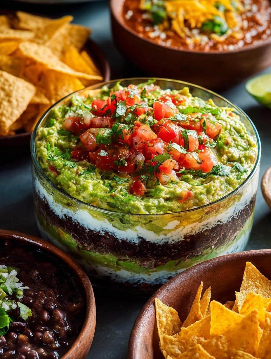 Layer Dip with Guacamole: 7 Layers of Deliciousness 2 Layer Dip with Guacamole: 7 Layers of Deliciousness - Layer Dip with Guacamole - main visual representation